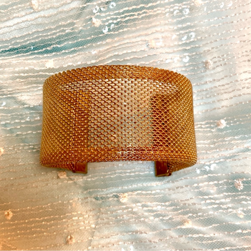 Gold Mesh Cuff Bracelet Adjustable New